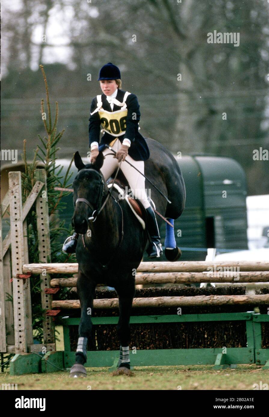 HRH Princess Anne competing at the Aldon Horse Trials, England 1986 Stock Photo