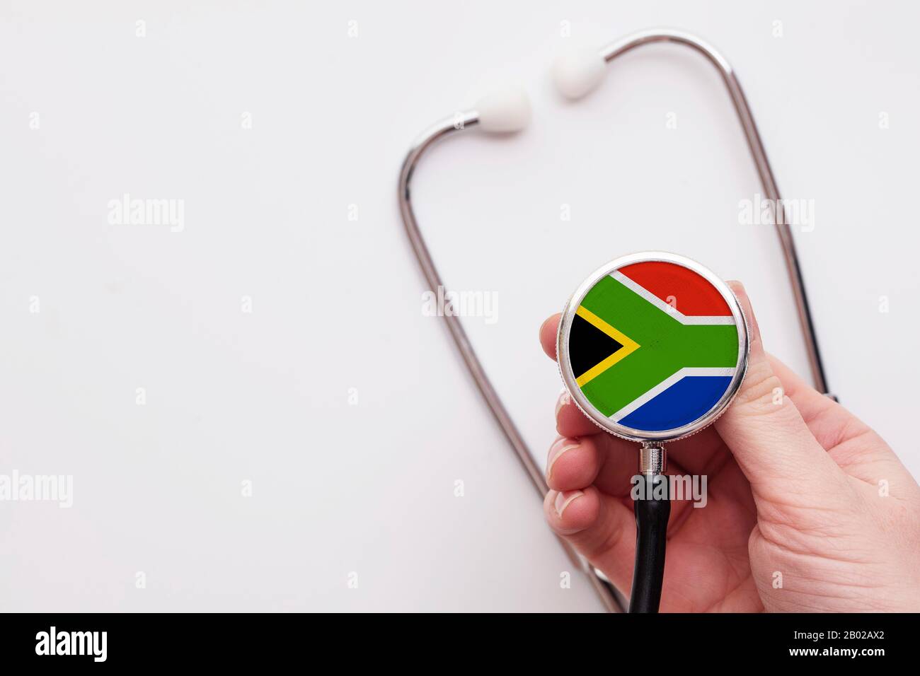 South Africa healthcare concept. Doctor holding a medical stethoscope