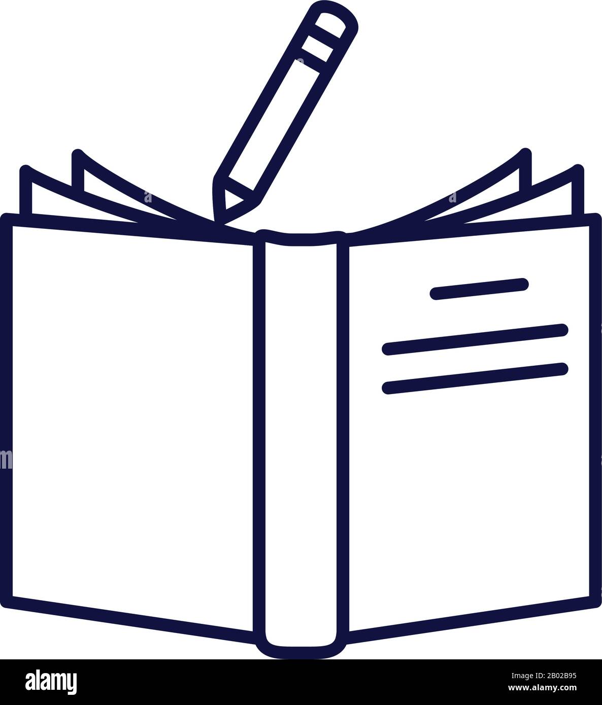 open book and pencil line style icon design, Education literature read ...