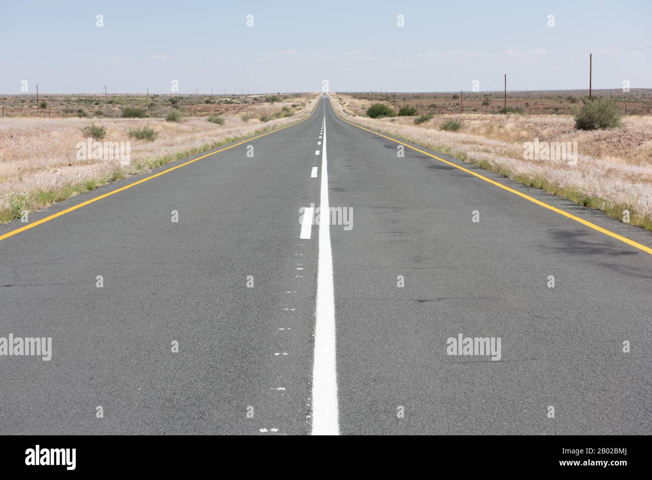 typical road in Namibia, Kalahari Stock Photo