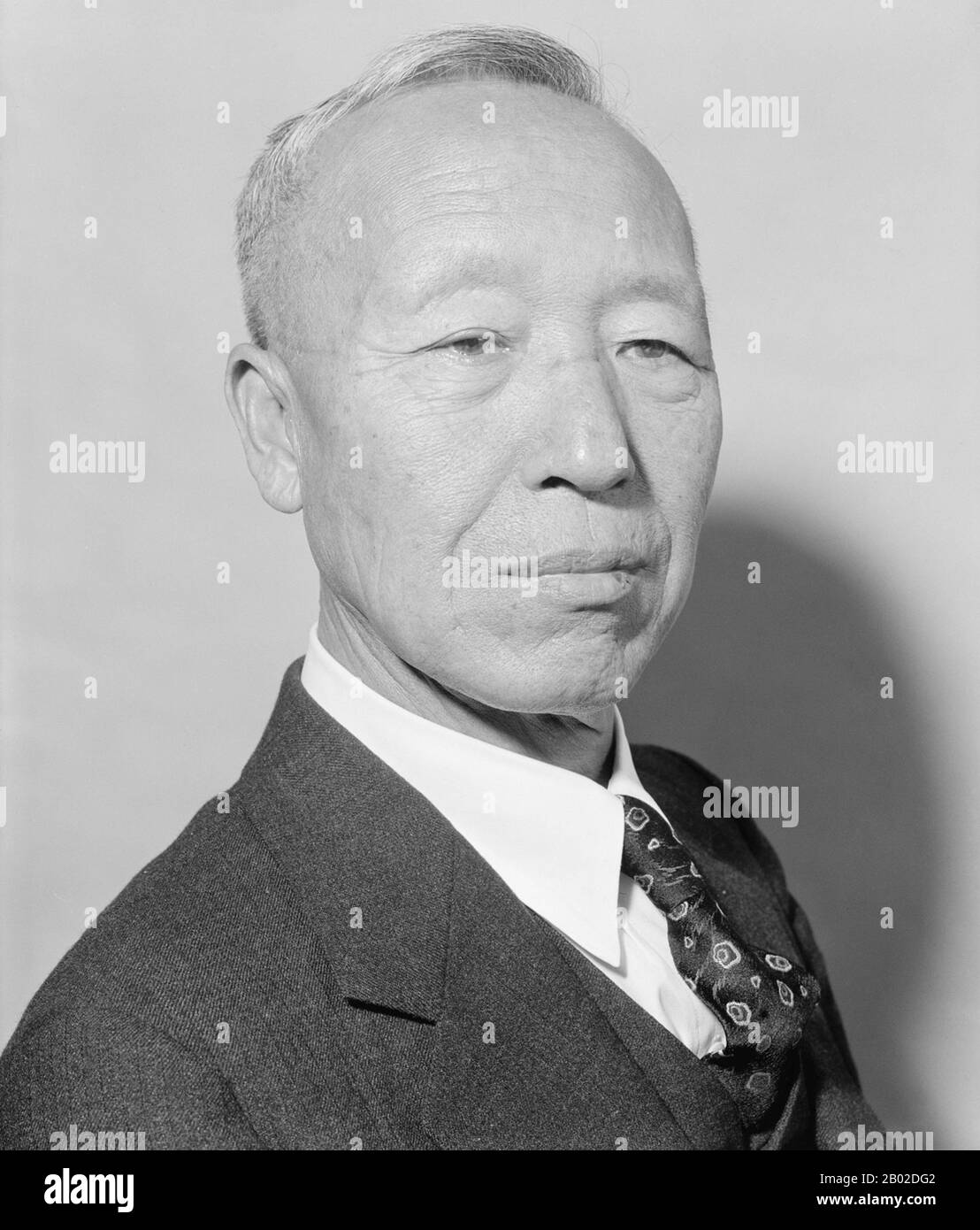Syngman Rhee was a Korean statesman, authoritarian dictator, and the first president of the Provisional Government of the Republic of Korea as well as the first president of South Korea. Stock Photo