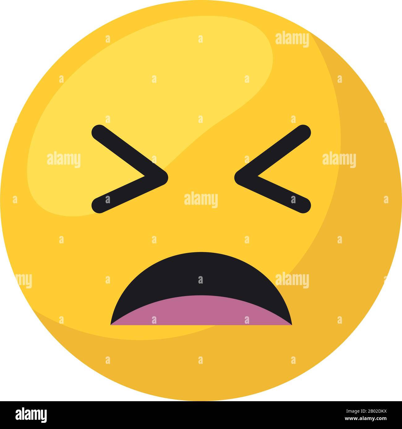 Frustrated emoji face flat style icon design, Cartoon expression cute emoticon character profile facial toy adorable and social media theme Vector illustration Stock Vector