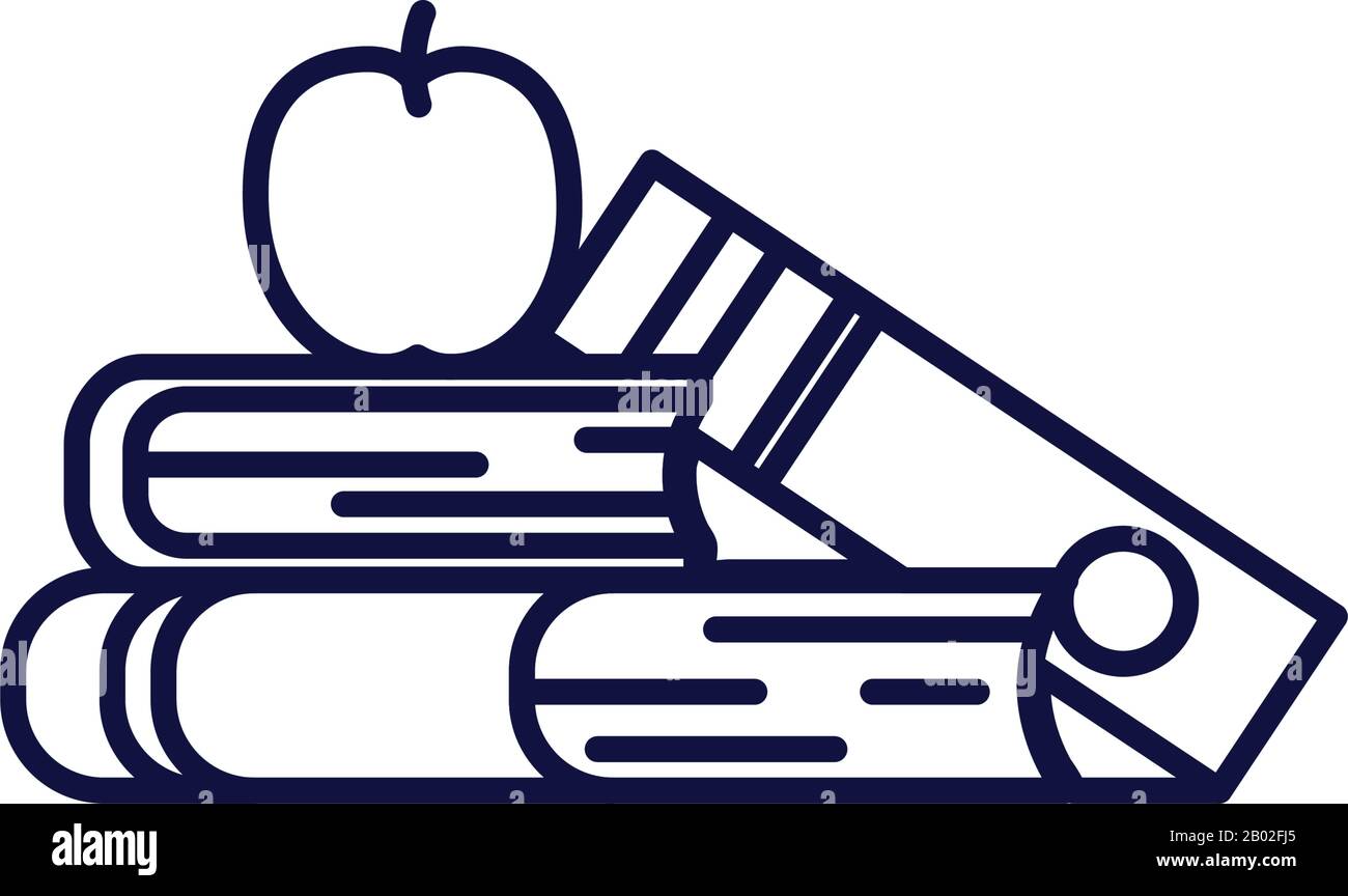 books and apple line style icon design, Education literature read ...