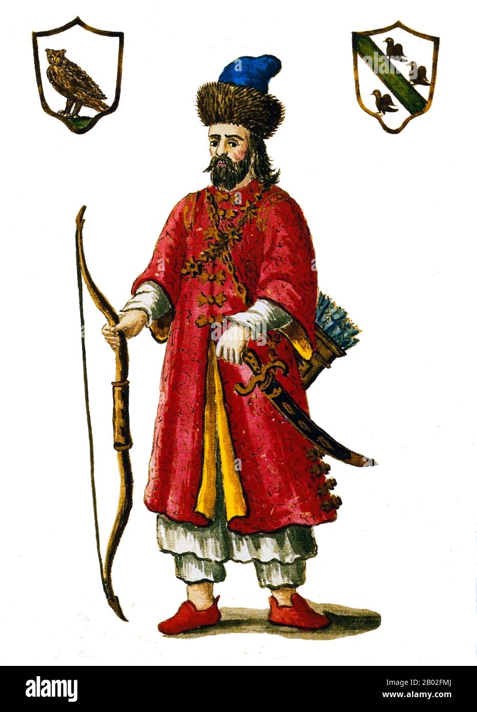 Probably born in Venice around 1254 CE, Marco Polo was raised by his aunt and uncle after his mother died. His father, Niccolo, was a Venetian merchant who left before Marco was born to trade in the Middle East. Niccolo and his brother Maffeo passed through much of Asia and met with Mongol emperor Kublai Khan who reportedly invited them to be ambassadors. In 1269, Niccolo and Maffeo returned to Venice, meeting Marco for the first time.  In 1271, Marco Polo, aged 17, with his father and his uncle, set off for Asia, travelling through Constantinople, Baghdad, Persia, Kashgar, China and Burma. Th Stock Photo