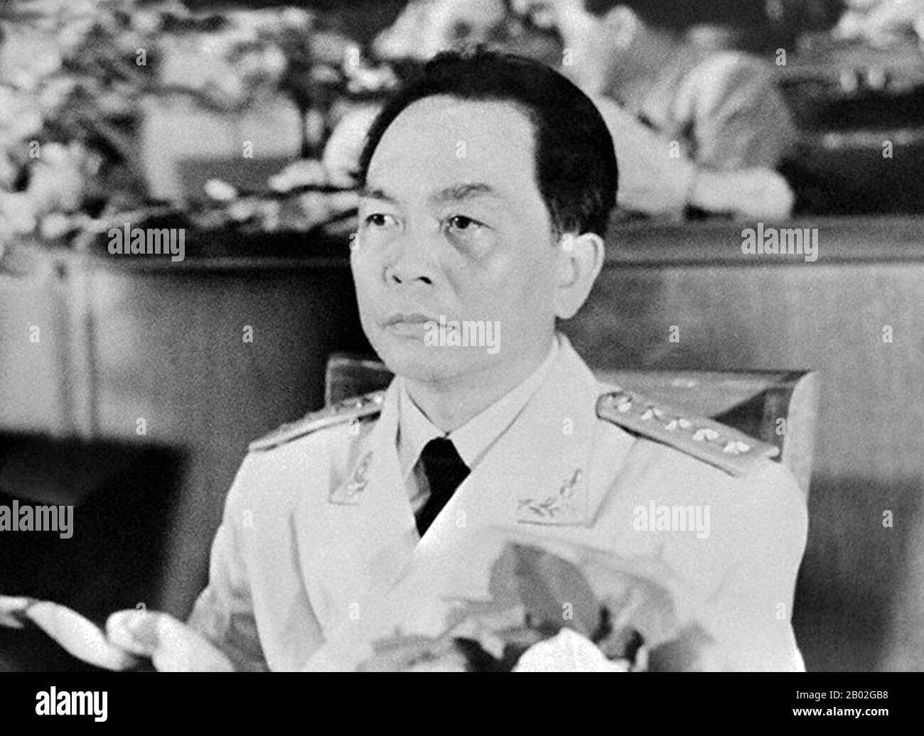 Vo Nguyen Giap (Vietnamese: Võ Nguyên Giáp) born 25 August, 1911, died 4 October 2013, was a Vietnamese officer in the Vietnam People's Army and a politician. He was a principal commander in two wars: the First Indochina War (1946–1954) and the Second Indochina War (1960–1975). He participated in the following historically significant battles: Lạng Sơn (1950); Hòa Bình (1951–1952); Điện Biên Phủ (1954); the Tết Offensive (1968); the Nguyên Huế Offensive (known in the West as the Easter Offensive) (1972); and the final Hồ Chí Minh Campaign (1975).  He was also a journalist, an interior minister Stock Photo