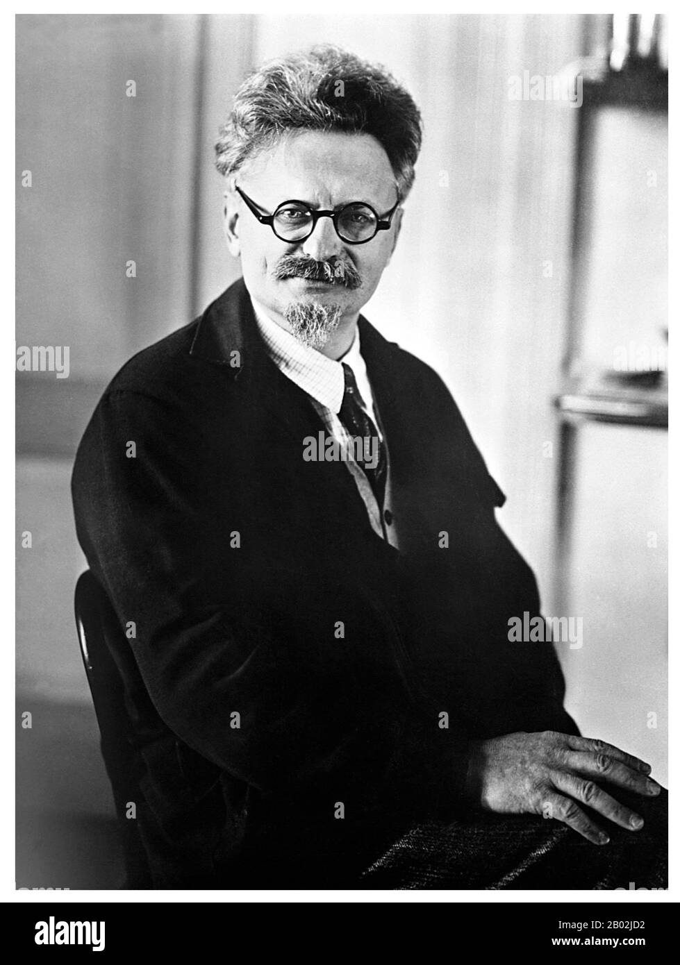 Leon Trotsky (Russian: Лев Дави́дович Тро́цкий; born Lev Davidovich Bronshtein (7 November 1879 – 21 August 1940) was a Russian Marxist revolutionary and theorist, Soviet politician, and the founder and first leader of the Red Army.  Trotsky was initially a supporter of the Menshevik Internationalists faction of the Russian Social Democratic Labour Party. He joined the Bolsheviks immediately prior to the 1917 October Revolution, and eventually became a leader within the Party. During the early days of the Soviet Union, he served first as People's Commissar for Foreign Affairs and later as the Stock Photo