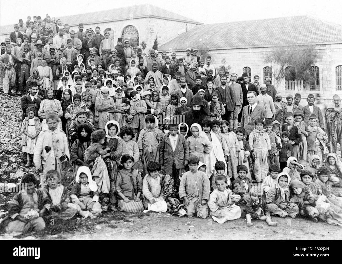 The Armenian Genocide refers to the deliberate and systematic destruction of the Armenian population of the Ottoman Empire during and just after World War I. It was implemented through wholesale massacres and deportations, with the deportations consisting of forced marches under conditions designed to lead to the death of the deportees. The total number of resulting Armenian deaths is generally held to have been between one and one and a half million.   Other ethnic groups were similarly attacked by the Ottoman Empire during this period, including Assyrians and Greeks, and some scholars consid Stock Photo