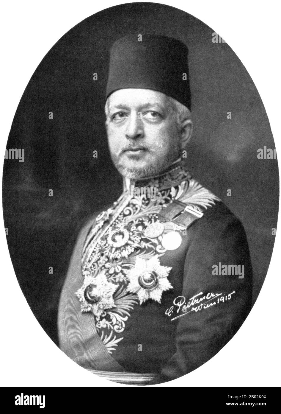 Said Halim Pasha (Ottoman Turkish: سعيد حليم پاشا ; Albanian: Said Halimi; 18 January 1865 – 5 December 1921) was a statesman who served as the Grand Vizier of the Ottoman Empire from 1913 to 1917. Born in Cairo, Egypt, he was the grandson of Muhammad Ali of Egypt, often considered the founder of modern Egypt.  He was one of the signatories to the Ottoman–German Alliance. Yet, he resigned after the incident of the pursuit of the battlecruiser SMS Goeben and the light cruiser SMS Breslau (a naval action in the Mediterranean Sea at the outbreak of the First World War), an event which served to c Stock Photo