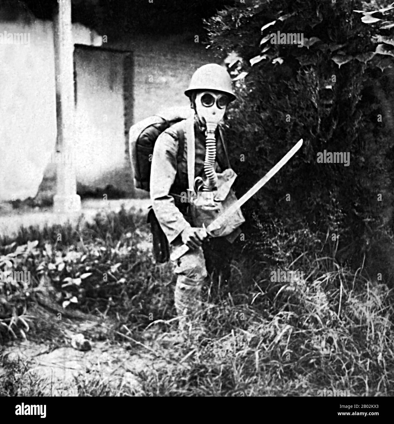 The Second Sino-Japanese War (July 7, 1937 – September 9, 1945) was a military conflict fought primarily between the Republic of China and the Empire of Japan. After the Japanese attack on Pearl Harbor, the war merged into the greater conflict of World War II as a major front of what is broadly known as the Pacific War.  Although the two countries had fought intermittently since 1931, total war started in earnest in 1937 and ended only with the surrender of Japan in 1945. The war was the result of a decades-long Japanese imperialist policy aiming to dominate China politically and militarily an Stock Photo