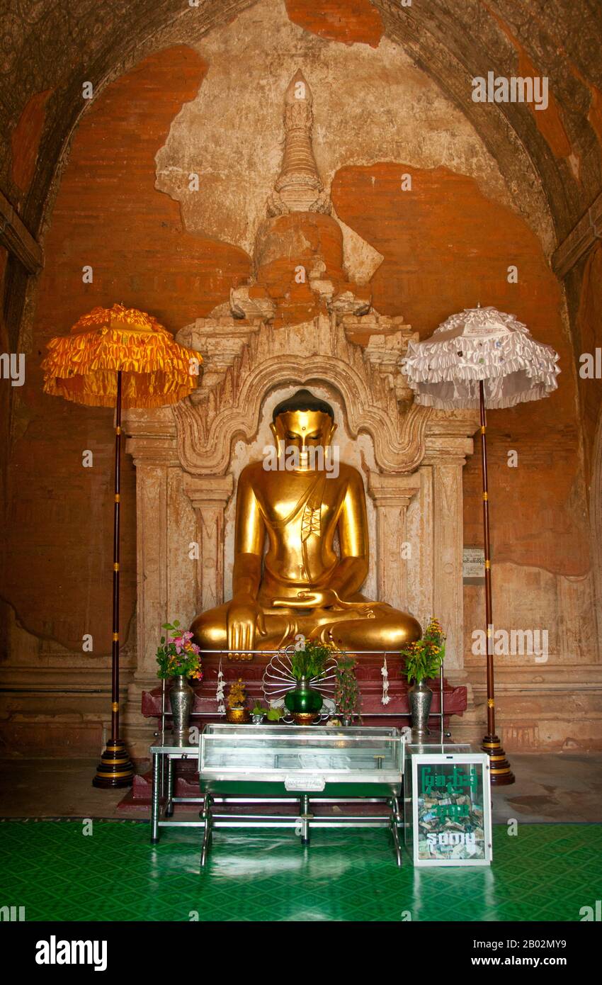 Htilominlo Temple was built during the reign of King Htilominlo (also known as Nandaungmya) in 1211. Bagan, formerly Pagan, was mainly built between the 11th century and 13th century. Formally titled Arimaddanapura or Arimaddana (the City of the Enemy Crusher) and also known as Tambadipa (the Land of Copper) or Tassadessa (the Parched Land), it was the capital of several ancient kingdoms in Burma. Stock Photo
