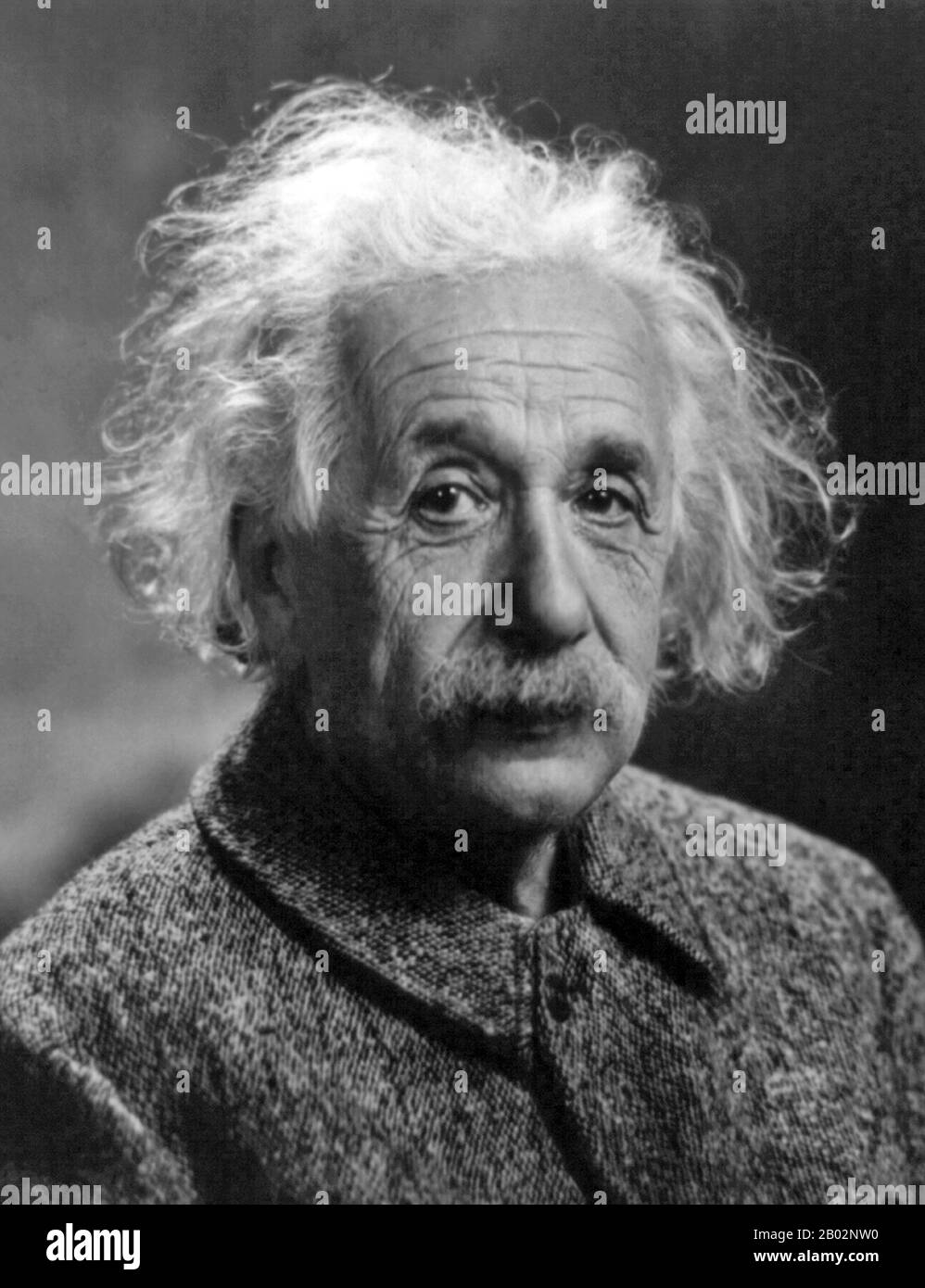 Albert Einstein (14 March 1879 – 18 April 1955) was a German-born theoretical physicist and philosopher of science. He developed the general theory of relativity, one of the two pillars of modern physics (alongside quantum mechanics). He is best known in popular culture for his mass–energy equivalence formula E = mc2 (which has been dubbed 'the world's most famous equation'). He received the 1921 Nobel Prize in Physics 'for his services to theoretical physics, and especially for his discovery of the law of the photoelectric effect'. The latter was pivotal in establishing quantum theory.  Einst Stock Photo