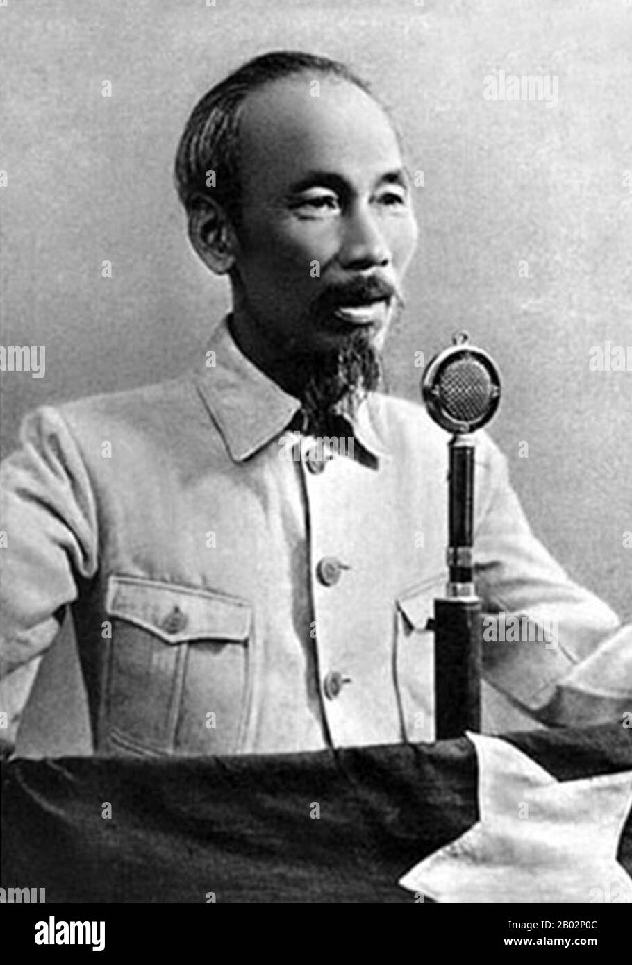 Hồ Chí Minh, born Nguyễn Sinh Cung and also known as Nguyễn Ái Quốc (19 May 1890 – 3 September 1969) was a Vietnamese Communist revolutionary leader who was prime minister (1946–1955) and president (1945–1969) of the Democratic Republic of Vietnam (North Vietnam).  He formed the Democratic Republic of Vietnam and led the Viet Cong during the Vietnam War until his death. Hồ led the Viet Minh independence movement from 1941 onward, establishing the communist-governed Democratic Republic of Vietnam in 1945 and defeating the French Union in 1954 at Dien Bien Phu.  He lost political power inside No Stock Photo