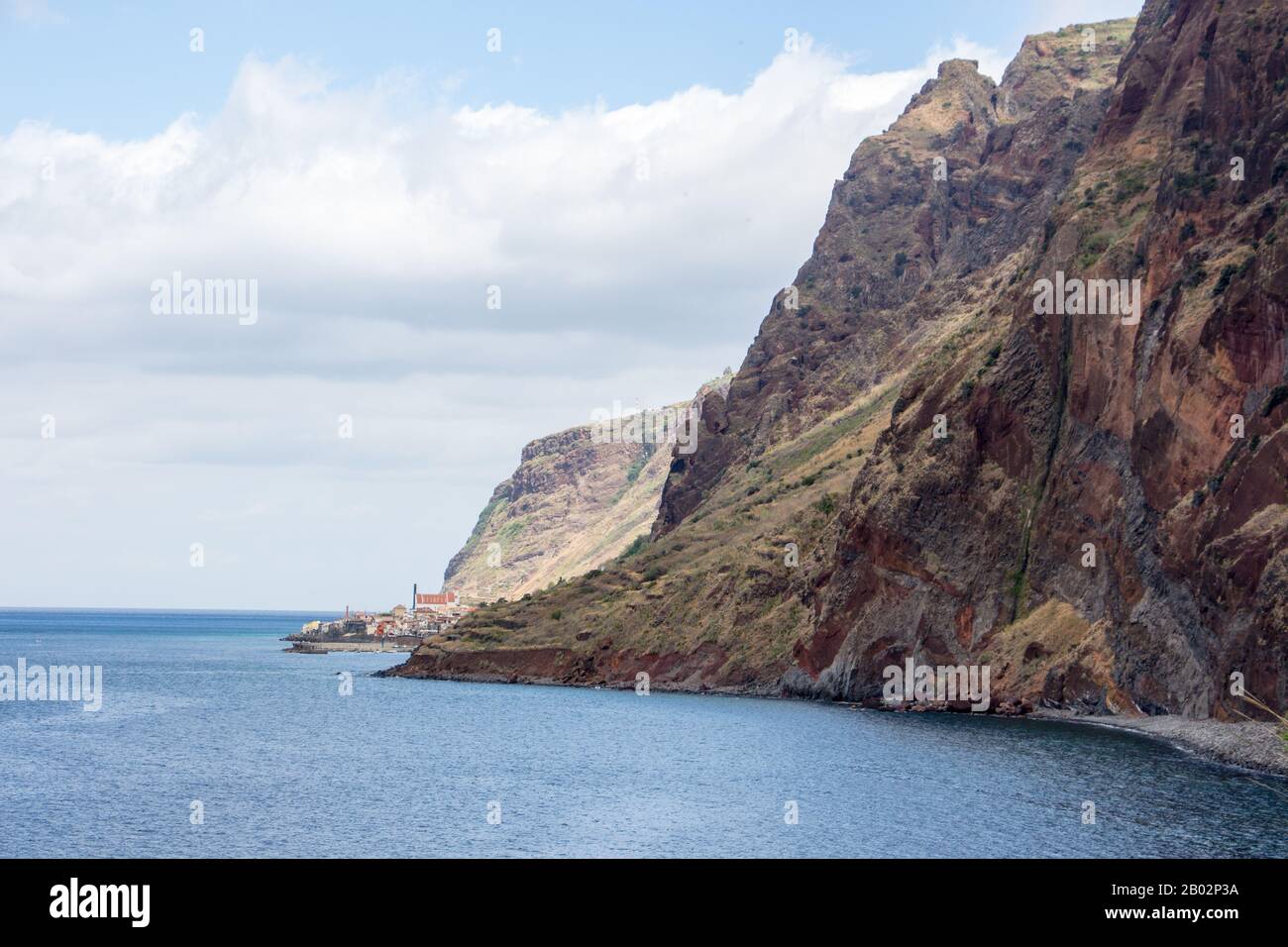 Madeira spectacular landscape jardim do mar coastline cliffs beach sea Stock Photo