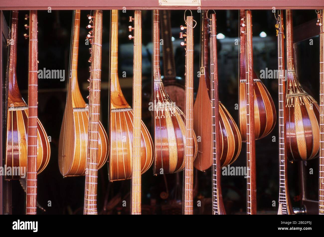 The dutar (also dotar or doutar) is a traditional long-necked two-stringed lute found in Iran and Central Asia. When played, the strings are usually plucked by the Uighurs of Western China and strummed and plucked by the Tajiks, Turkmen, and Uzbeks. The earliest mention of Kashgar occurs when a Chinese Han Dynasty (206 BCE – 220 CE) envoy traveled the Northern Silk Road to explore lands to the west. Another early mention of Kashgar is during the Former Han (also known as the Western Han Dynasty), when in 76 BCE the Chinese conquered the Xiongnu, Yutian (Khotan), Sulei (Kashgar), and a group Stock Photo