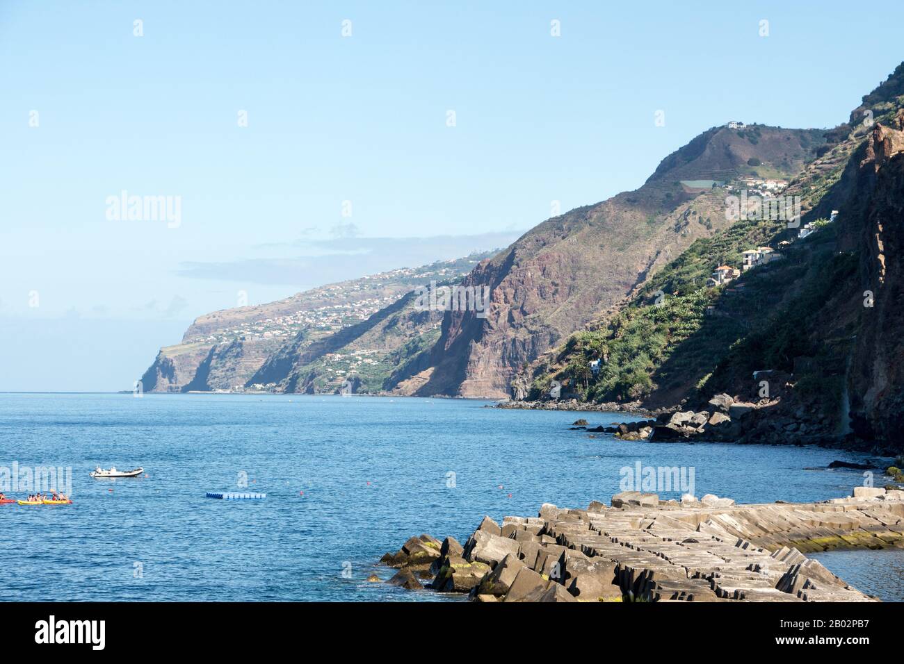 Madeira spectacular landscape jardim do mar coastline cliffs beach sea Stock Photo