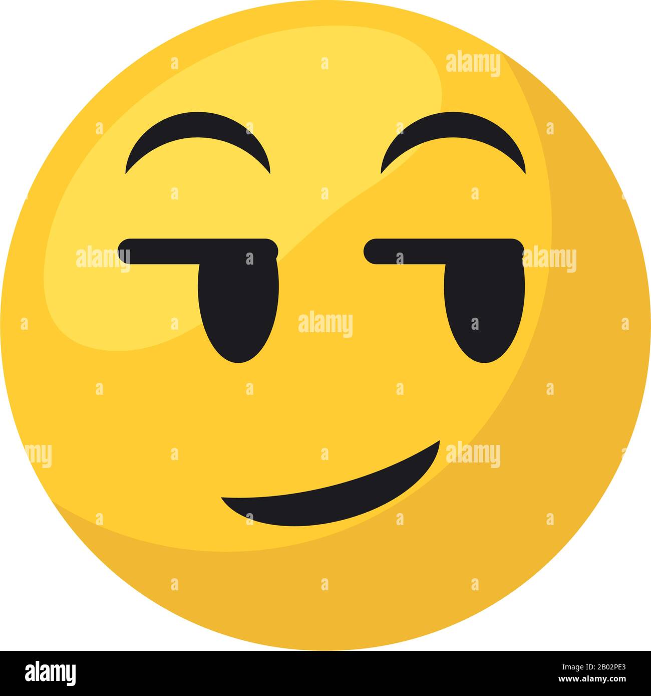 Smirk emoji face flat style icon design, Cartoon expression cute emoticon character profile facial toy adorable and social media theme Vector illustration Stock Vector