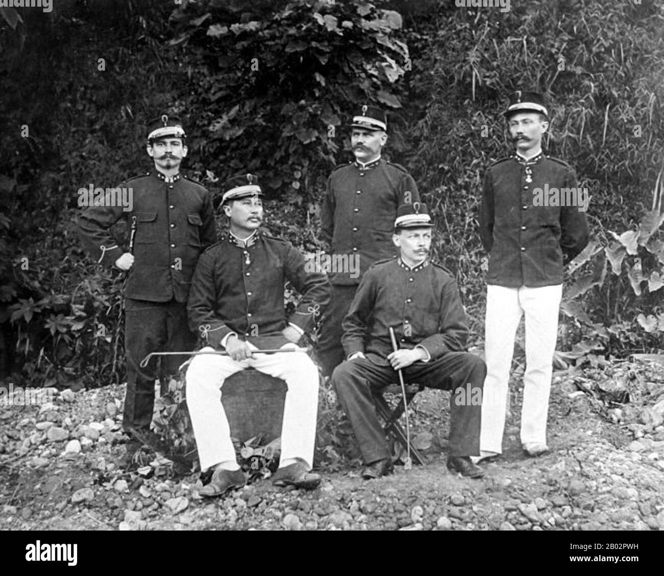 The Aceh War, also known as the Dutch War or the Infidel War (1873–1914), was an armed military conflict between the Sultanate of Aceh and the Netherlands which was triggered by discussions between representatives of Aceh and the United Kingdom in Singapore during early 1873.  The war was part of a series of conflicts in the late 19th century that consolidated Dutch rule over modern-day Indonesia.  Gotfried Coenraad Ernst Frits van Daalen (23 March 1863 – 22 February 1930) was an 'Indo' (Eurasian) Lieutenant General of the Royal Dutch East Indies Army who served in the Dutch East Indies.  Van Stock Photo