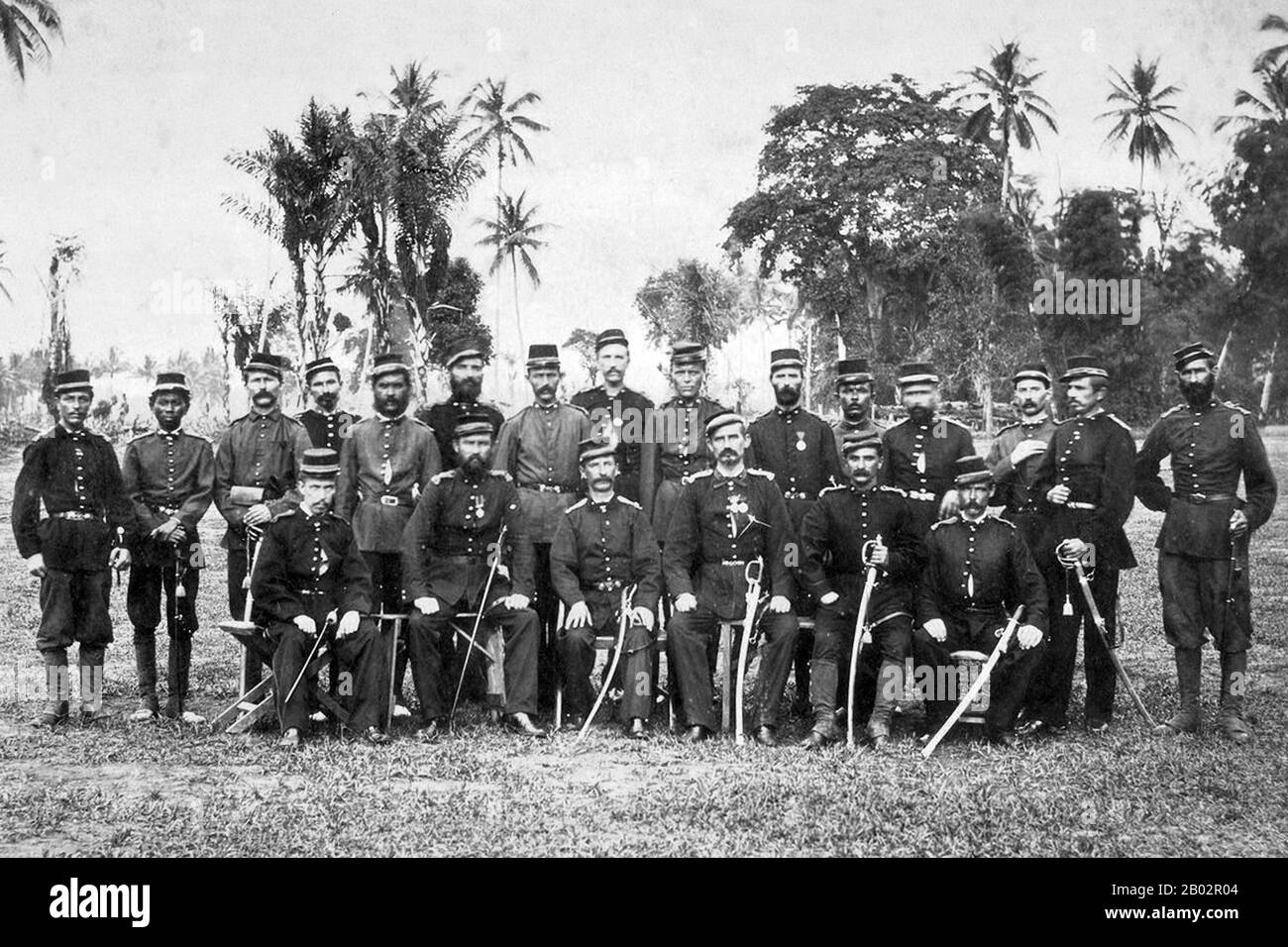 The Aceh War, also known as the Dutch War or the Infidel War (1873–1914), was an armed military conflict between the Sultanate of Aceh and the Netherlands which was triggered by discussions between representatives of Aceh and the United Kingdom in Singapore during early 1873.  The war was part of a series of conflicts in the late 19th century that consolidated Dutch rule over modern-day Indonesia. Stock Photo