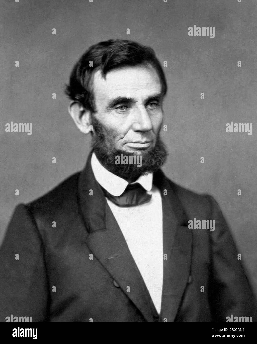 Abraham Lincoln (February 12, 1809 – April 15, 1865) was the 16th President of the United States, serving from March 1861 until his assassination in April 1865.  Lincoln led the United States through its Civil War—its bloodiest war and its greatest moral, constitutional and political crisis. In doing so, he preserved the Union, abolished slavery, strengthened the federal government, and modernized the economy. Stock Photo