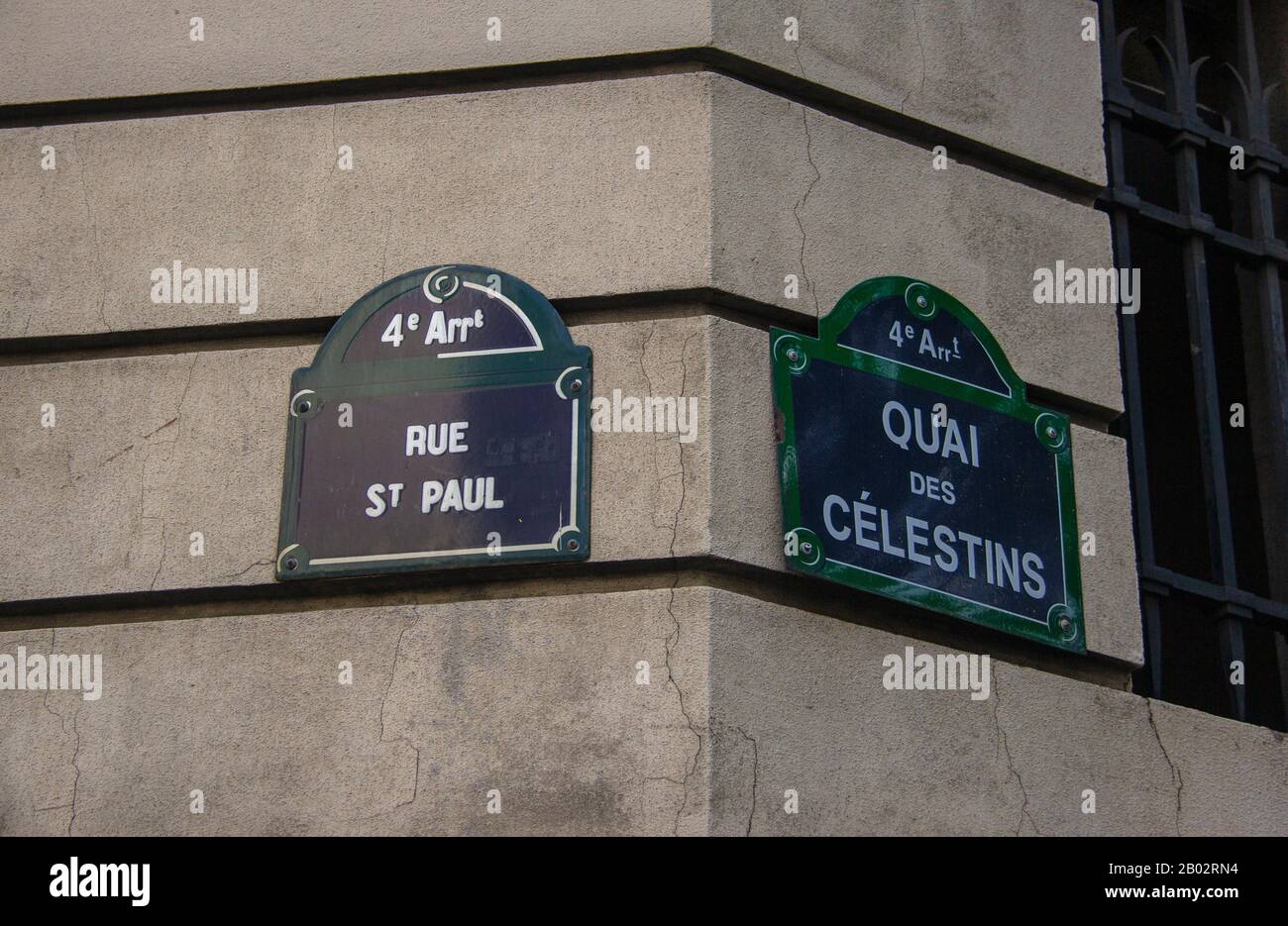 Street signs  Le Marais, Paris Stock Photo