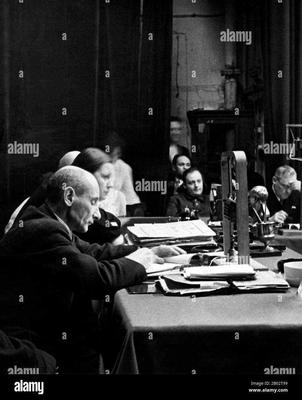 The Moscow Trials were a series of show trials held in the Soviet Union at the instigation of Joseph Stalin between 1936 and 1938. The defendants included most of the surviving Old Bolsheviks, as well as the former leadership of the Soviet secret police.  The Moscow Trials led to the execution of many of the defendants, including most of the surviving Old Bolsheviks. The trials are generally seen as part of Stalin's Great Purge which was an attempt to rid the party of current or prior party oppositionists. Trotskyists were especially targeted, but not exclusively. Indeed any leading Bolshevik Stock Photo