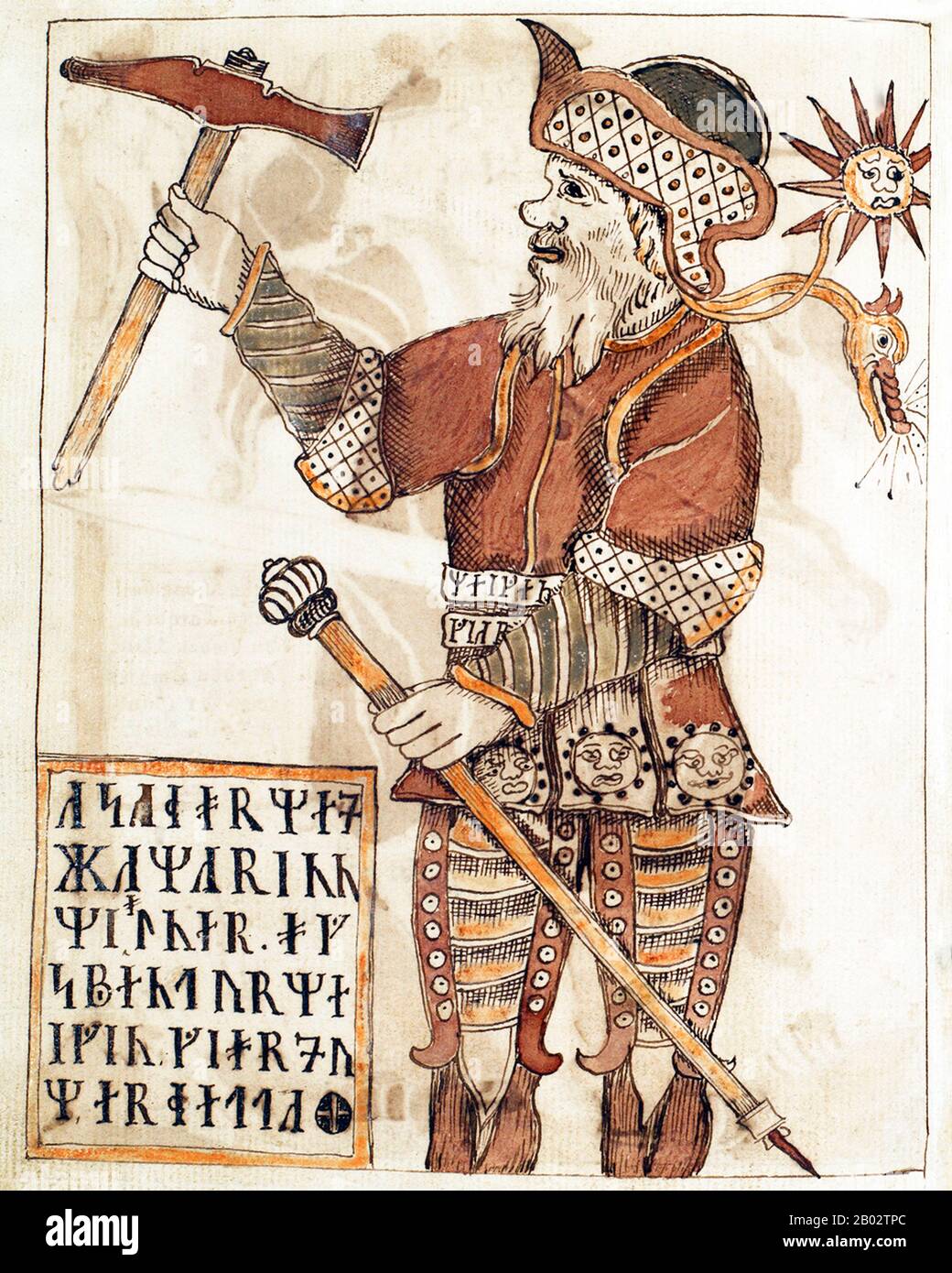 The Poetic Edda is a collection of Old Norse poems primarily preserved in the Icelandic mediaeval manuscript Codex Regius.  Together with Snorri Sturluson's Prose Edda, the Poetic Edda is the most important extant source on Norse mythology and Germanic heroic legends. Stock Photo