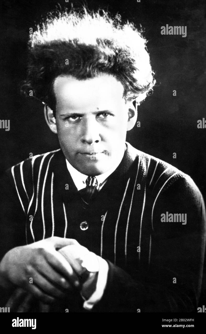 Sergei Mikhailovich Eisenstein (22 January 1898 – 11 February 1948) was a Soviet Russian film director and film theorist, a pioneer in the theory and practice of montage.  He is noted in particular for his silent films Strike (1925), Battleship Potemkin (1925) and October (1928), as well as the historical epics Alexander Nevsky (1938) and Ivan the Terrible (1944, 1958). Stock Photo