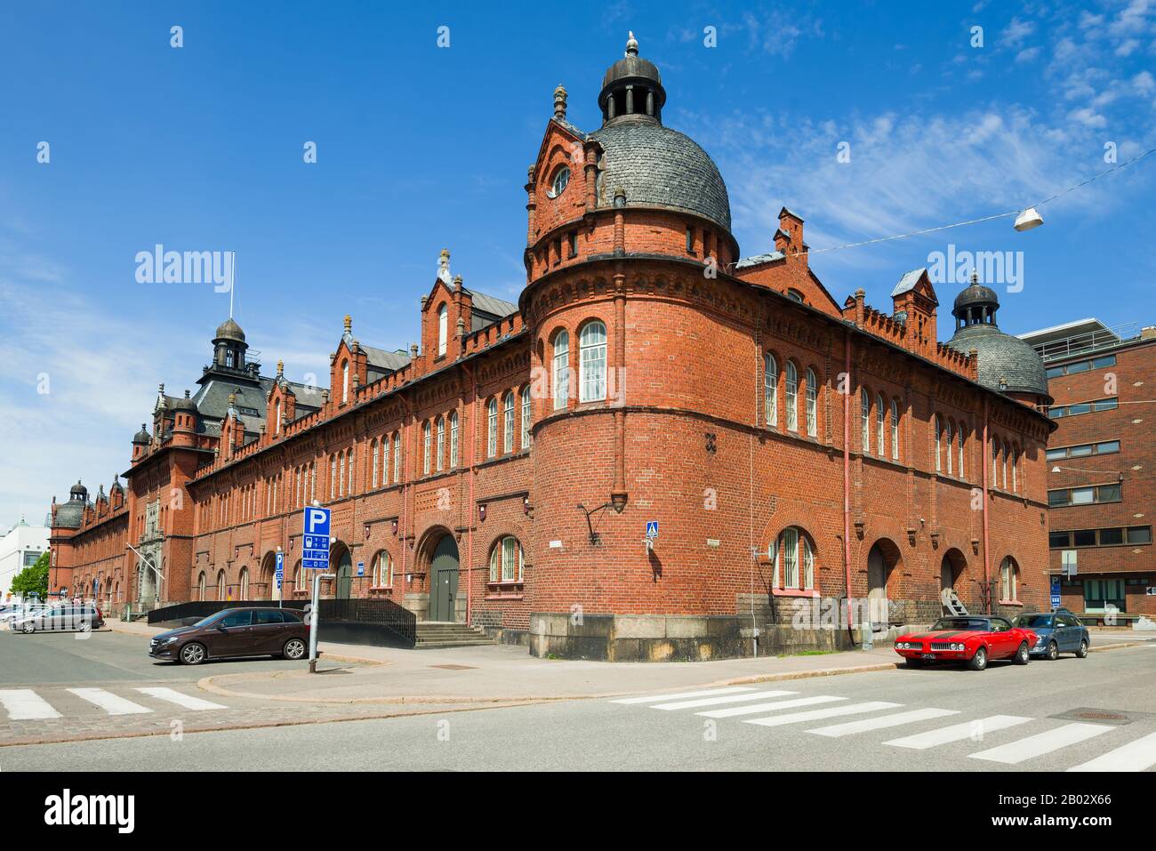 HELSINKI, FINLAND - JUNE 11, 2017: Ancient Jugend-style customs and pacehouse building sunny June afternoon Katayanokka Island Stock Photo