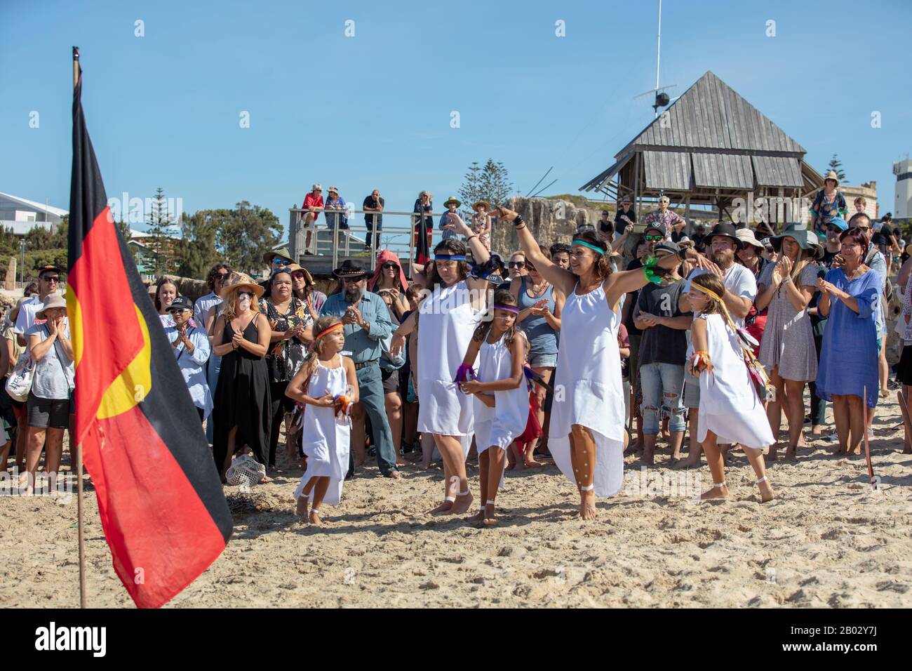 Fremantle, Western Australia. 25th January 2020. Aboriginal women dance  group seen when Aboriginals and other Australians,