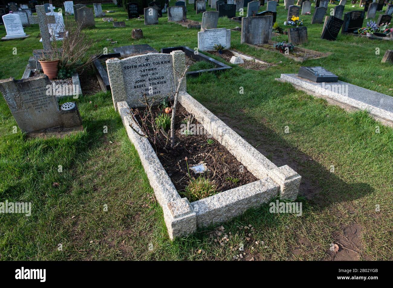 Oxford, England, UK. February 7th 2020  The final resting place of John Ronald Reuel Tolkien (1892–1973) and Edith Mary Tolkien (1889-1971) Stock Photo