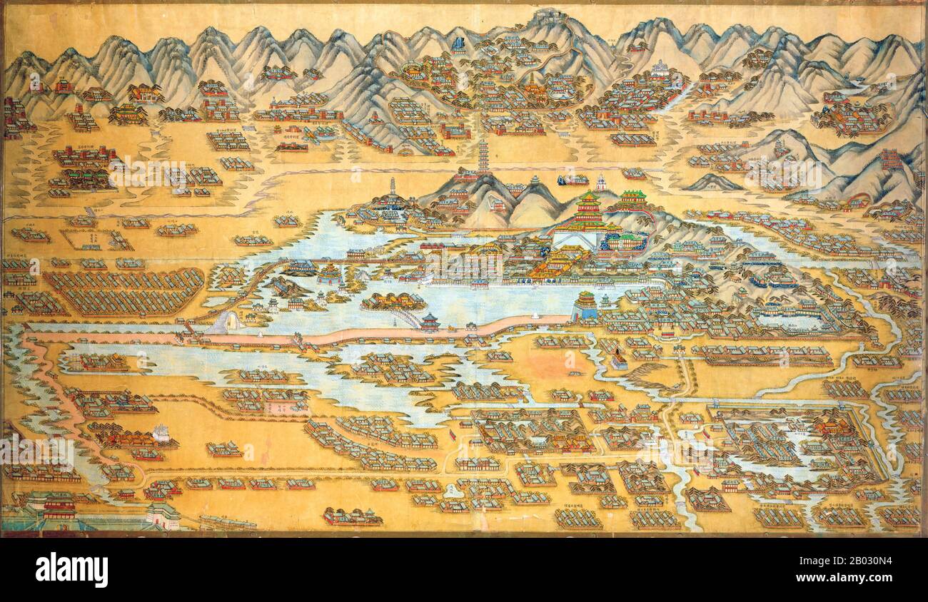 The Summer Palace (Yiheyuan) was originally created during the Ming Dynasty, but was designed in its current form by Qing emperor Qianlong (r. 1736 - 1795). It is however Qianlong’s mother, the Qing Dowager Empress Cixi who is most irrevocably linked to the palace, since she had it restored twice during her reign, once in 1860 after it was plundered by British and French troops during the Second Opium War, and again in 1902 when foreign troops sought reprisals for the Boxer Rebellion, an anti-Christian movement. Stock Photo