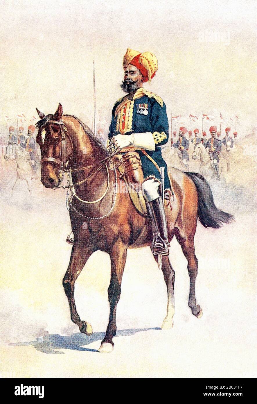 The 20th Lancers was a regiment of the British Indian Army.  It was formed in 1922 by the amalgamation of the 14th Murray's Jat Lancers and the 15th Lancers (Cureton's Multanis). Stock Photo