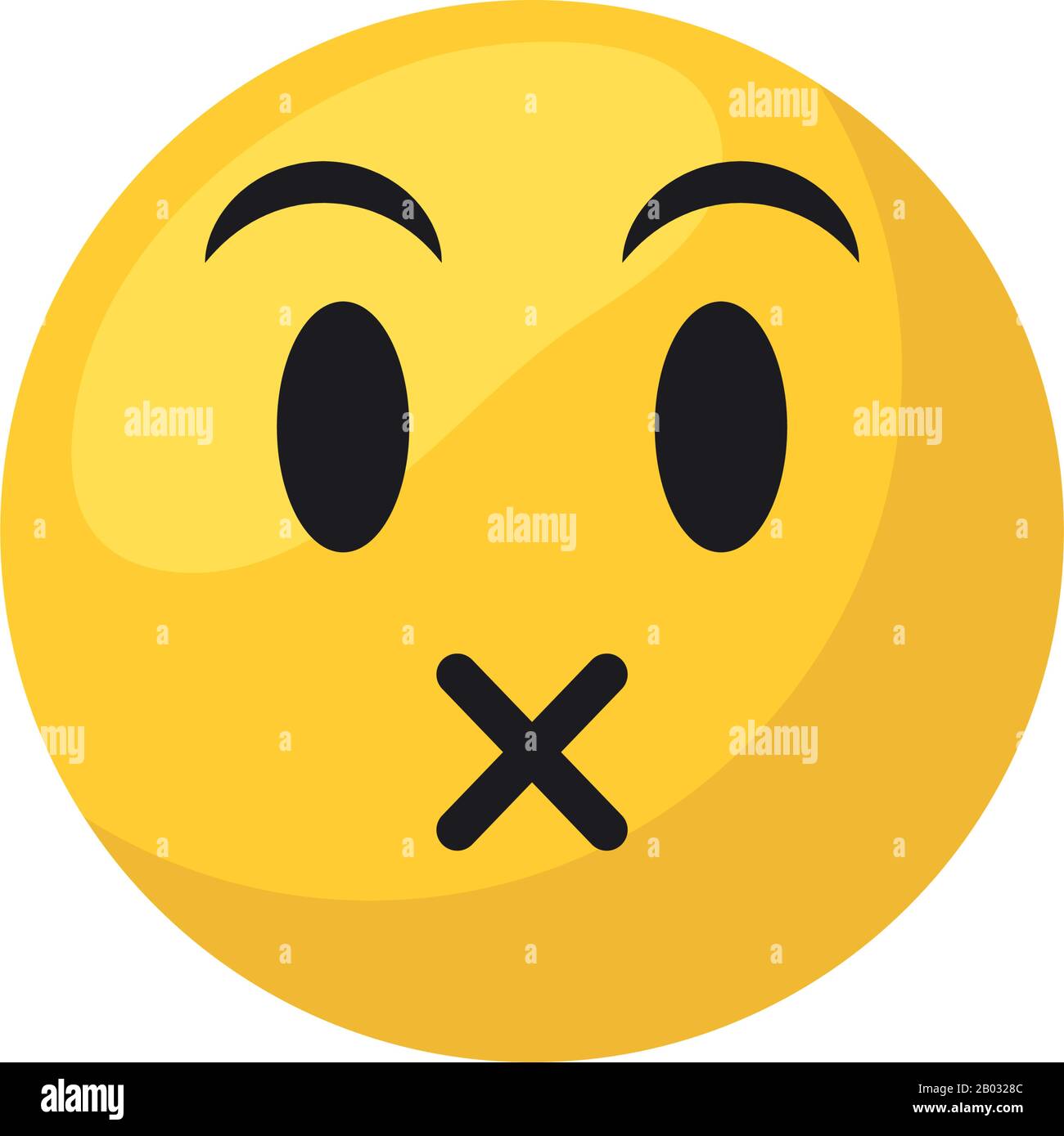 Lips sealed emoji face flat style icon design, Cartoon expression cute