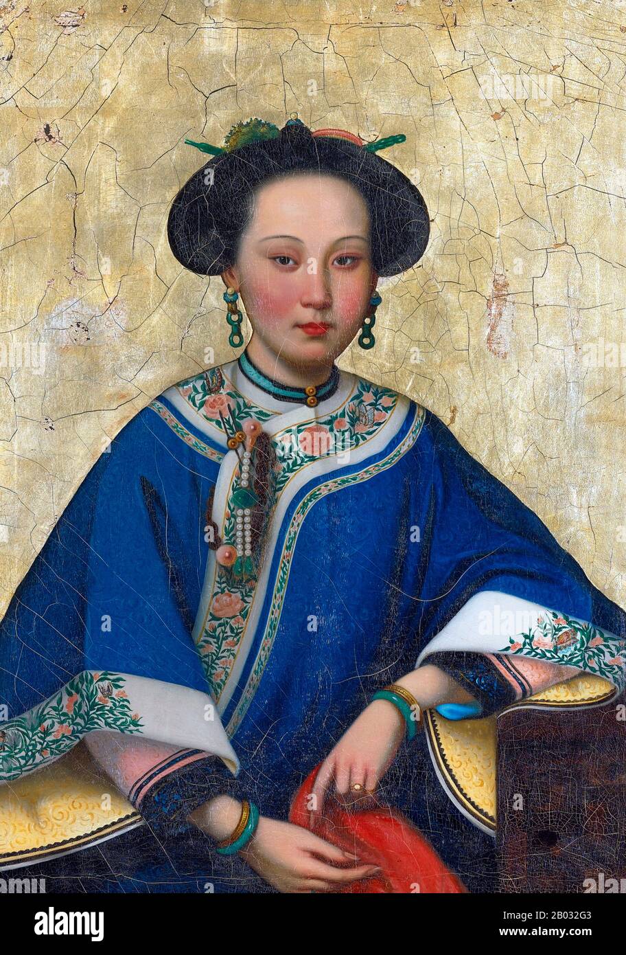 The Fragrant Concubine (Chinese: Xiāngfēi; Uyghur: Iparxan, Khoja Iparhan) is a figure in Chinese legend who was taken as a consort by the Qianlong Emperor during the 18th century. Although the stories about her are believed to be mythical, they may have been based on an actual concubine from western China who entered the harem of the emperor in 1760 and who carried the court title of Rong Fei.  Some suggest, however, that Imperial Consort Rong (whose original name may have been Maimur Azum) and Imperial Consort Xiang were different women. Han Chinese and Uyghur tellings of the legend of the F Stock Photo
