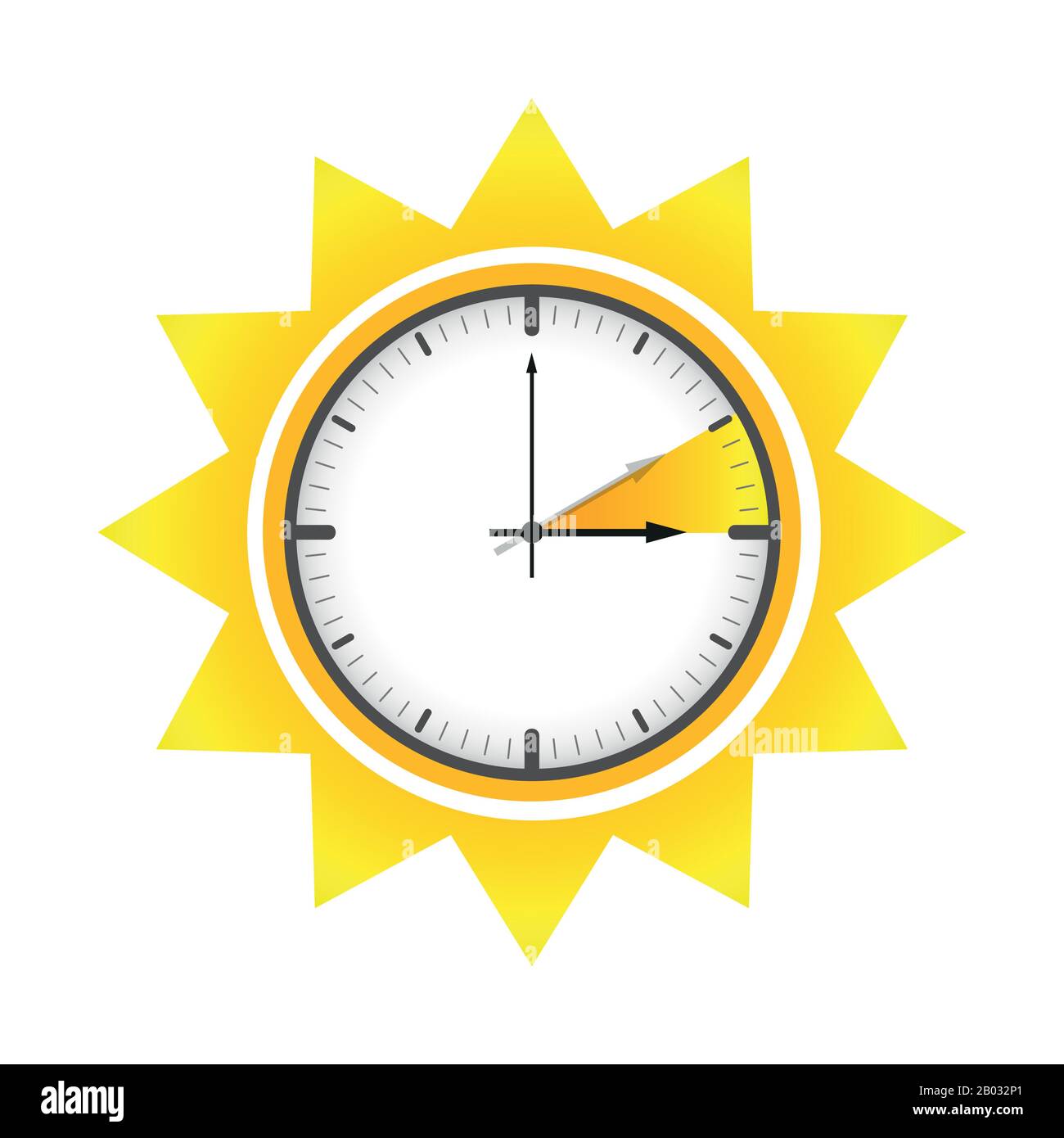 summer time clock daylight saving time sun vector illustration EPS10 Stock Vector