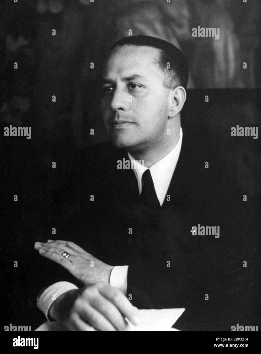 Gian Galeazzo Ciano, 2nd Count of Cortellazzo and Buccari (18 March 1903 – 11 January 1944) was Foreign Minister of Fascist Italy from 1936 until 1943 and Benito Mussolini's son-in-law. On 11 January 1944, Count Ciano was shot by firing squad at the behest of his father-in-law, Mussolini, under pressure from Nazi Germany.  Ciano wrote and left behind a diary that has been used as a source by several historians, including William Shirer in his The Rise and Fall of the Third Reich. Stock Photo