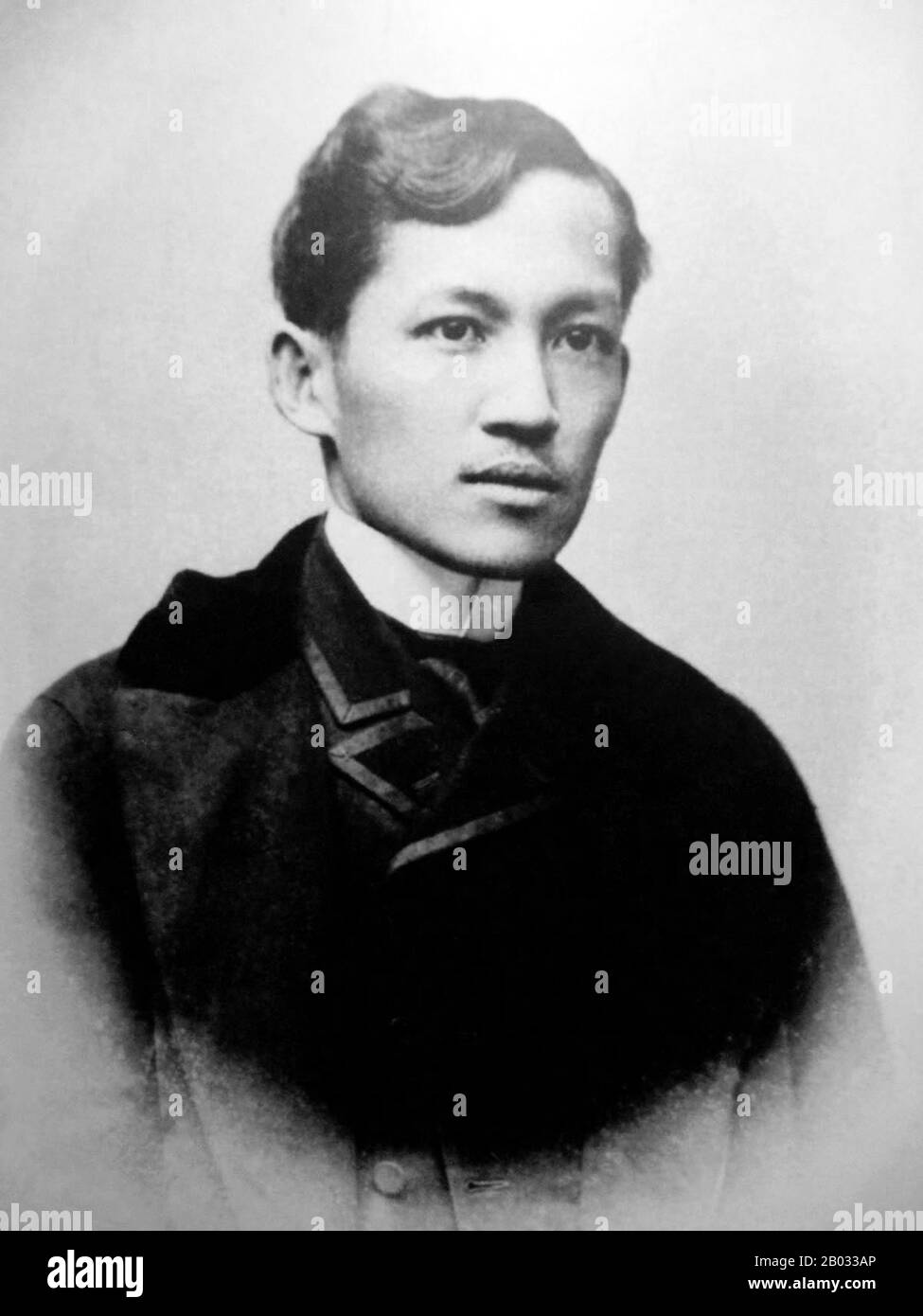 Jose Protasio Rizal Mercado y Alonso Realonda or popularly known as Jose Rizal (19 June 1861 – 30 December 1896) was a Filipino nationalist and polymath during the last years of the Spanish colonial period of the Philippines.  An ophthalmologist by profession, Rizal became a writer and a key member of the Filipino Propaganda Movement which advocated political reforms for the colony under Spain. He was executed by the Spanish colonial government for the crime of rebellion after an anti-colonial revolution, inspired in part by his writings, broke out.  Though he was not actively involved in its Stock Photo