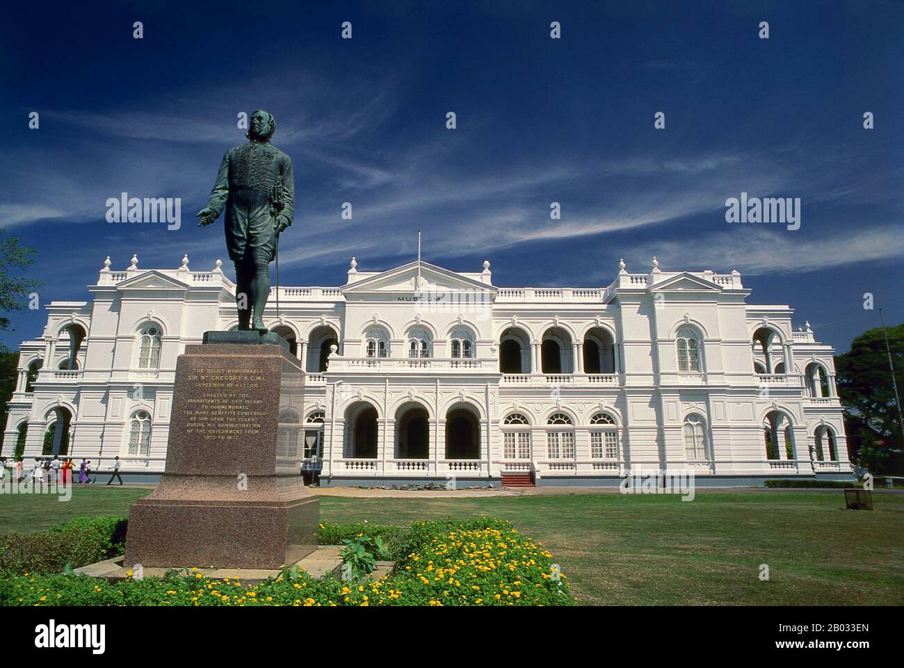The National Museum of Colombo was established on 1 January 1877, by Sir William Henry Gregory, the British Governor of Ceylon (Sri Lanka). The museum holds many important collections including the throne and crown of the Kandyan monarchs.  Since 1885, by law, a copy of every document printed in the country has to be deposited in the museum library. At present the library accommodates over 12 million titles. Stock Photo