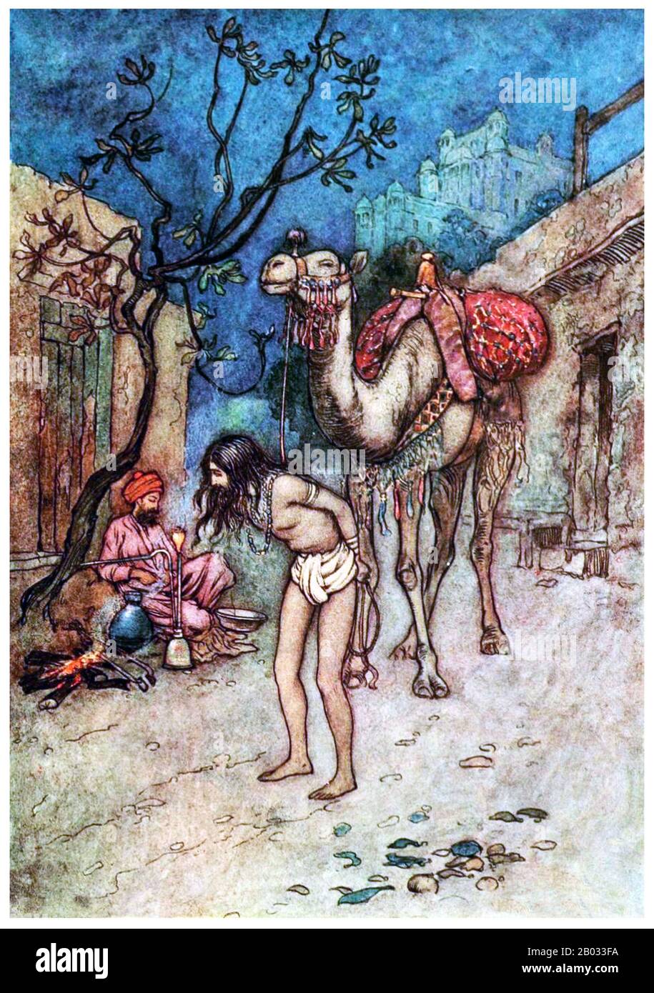 Warwick Goble (22 November 1862 – 22 January 1943) was an illustrator of children's books. He specialized in Orientalist and Indian themes.  Goble was born in Dalston, north London, the son of a commercial traveller, and educated and trained at the City of London School and the Westminster School of Art. He worked for a printer specializing in chromolithography and contributed to the Pall Mall Gazette and the Westminster Gazette.  In 1909, he became resident gift book illustrator for MacMillan and produced illustrations for The Water Babies, Green Willow, and Other Japanese Fairy Tales, The Co Stock Photo