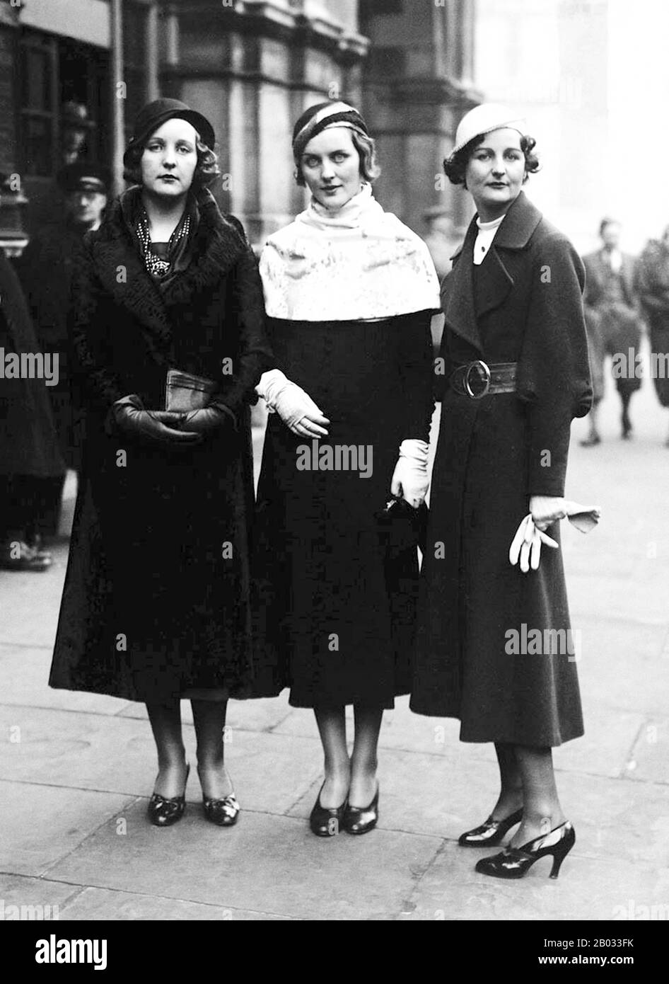 Unity Valkyrie Mitford (8 August 1914 – 28 May 1948) was an English socialite best known as a devotee of Adolf Hitler.  Diana, Lady Mosley (17 June 1910 – 11 August 2003), born Diana Freeman-Mitford and usually known as Diana Mitford, married first to Bryan Walter Guinness, heir to the barony of Moyne, and secondly to Sir Oswald Mosley, leader of the British Union of Fascists.  Nancy Freeman-Mitford CBE (28 November 1904 – 30 June 1973), better known as Nancy Mitford, was an English novelist, biographer and journalist. Stock Photo
