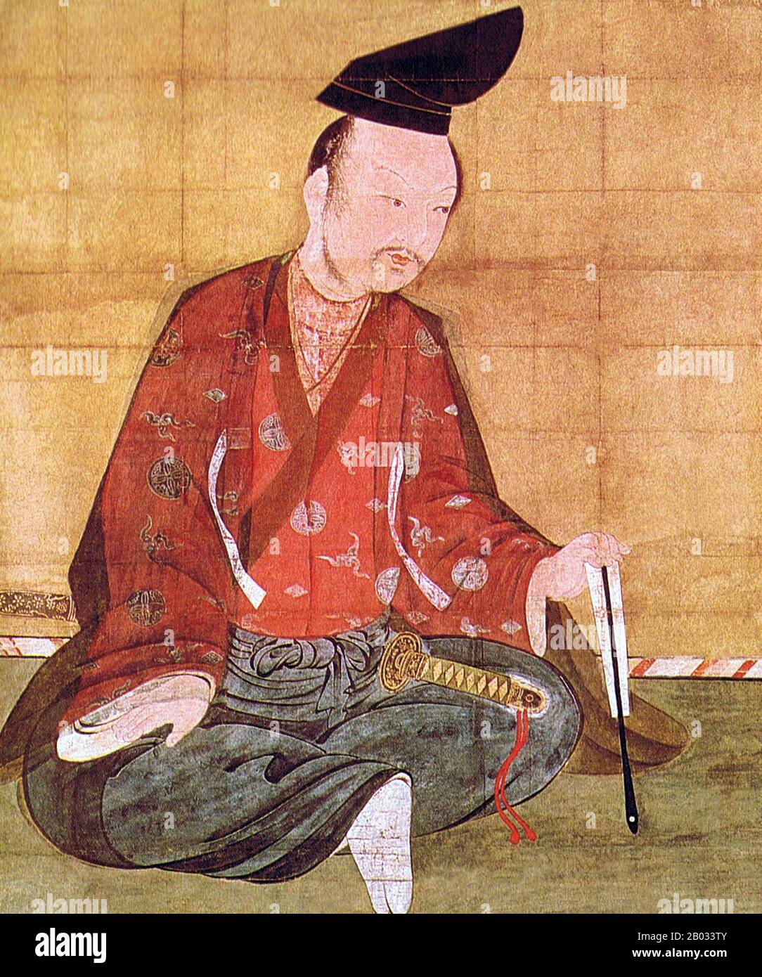 Minamoto no Yoshitsune (1159 – June 15, 1189) was a general of the Minamoto clan of Japan in the late Heian and early Kamakura period. Yoshitsune was the ninth son of Minamoto no Yoshitomo, and the third and final son and child that Yoshitomo would father with Tokiwa Gozen.  Despite being a heroic general, Yoshitsune perished at the hands of his allies through treachery; legend has it, though, that he escaped to Hokkaido where he settled. Stock Photo