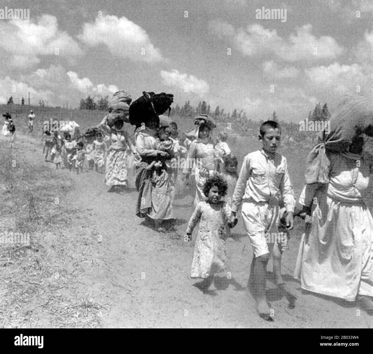 The 1948 Palestinian exodus, known in Arabic as the Nakba (Arabic: النكبة‎,  an-Nakbah, lit.'catastrophe'), occurred when more than 700,000 Palestinian  Arabs fled or were expelled from their homes, during the 1947–1948 Civil