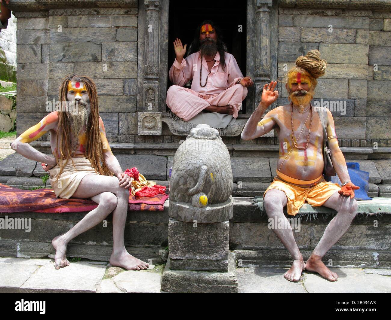 They are known, variously, as sadhus (saints, or 'good ones'), yogis (ascetic practitioners), fakirs (ascetic seeker after the Truth) and sannyasins (wandering mendicants and ascetics). They are the ascetic – and often eccentric – practitioners of an austere form of Hinduism. Sworn to cast off earthly desires, some choose to live as anchorites in the wilderness. Others are of a less retiring disposition, especially in the towns and temples of Nepal's Kathmandu Valley.  If the Vale of Kathmandu seems to boast more than its share of sadhus and yogis, this is because of the number and importance Stock Photo