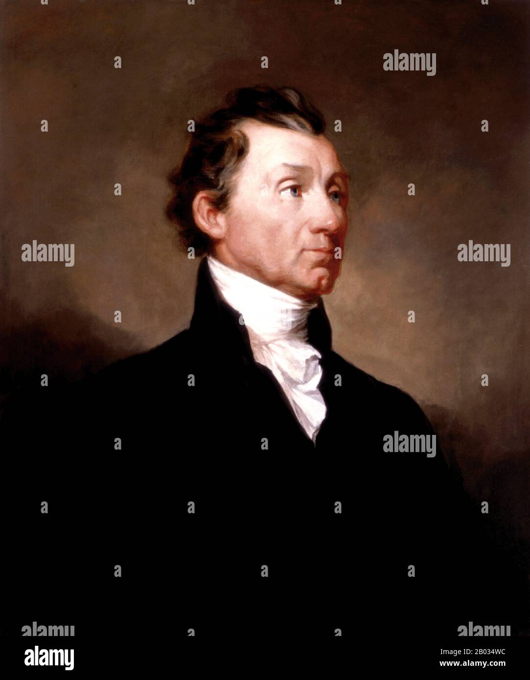 James Monroe (April 28, 1758 – July 4, 1831) was the fifth President of the United States, serving between 1817 and 1825. Monroe was the last president who was a Founding Father of the United States and the last president from the Virginian dynasty and the Republican Generation.  He gained experience as an executive as the Governor of Virginia and rose to national prominence as a diplomat in France, when he helped negotiate the Louisiana Purchase in 1803. During the War of 1812, Monroe held the critical roles of Secretary of State and the Secretary of War under President James Madison. Stock Photo