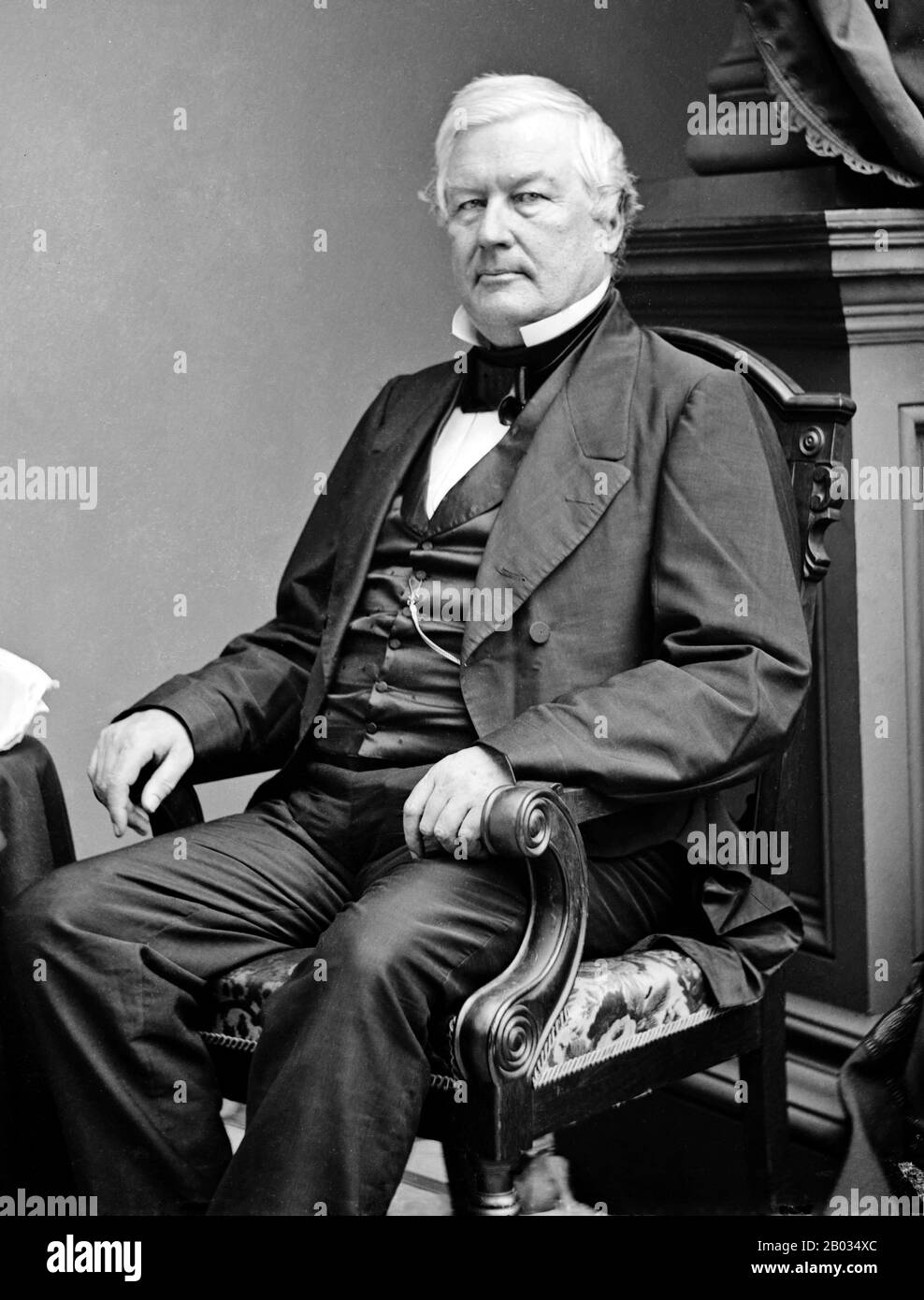Millard Fillmore (January 7, 1800 – March 8, 1874) was an American statesman who served as the 13th President of the United States from 1850 to 1853.  He was the last Whig president, and the last president not to be affiliated with either the Democratic or Republican parties. Stock Photo