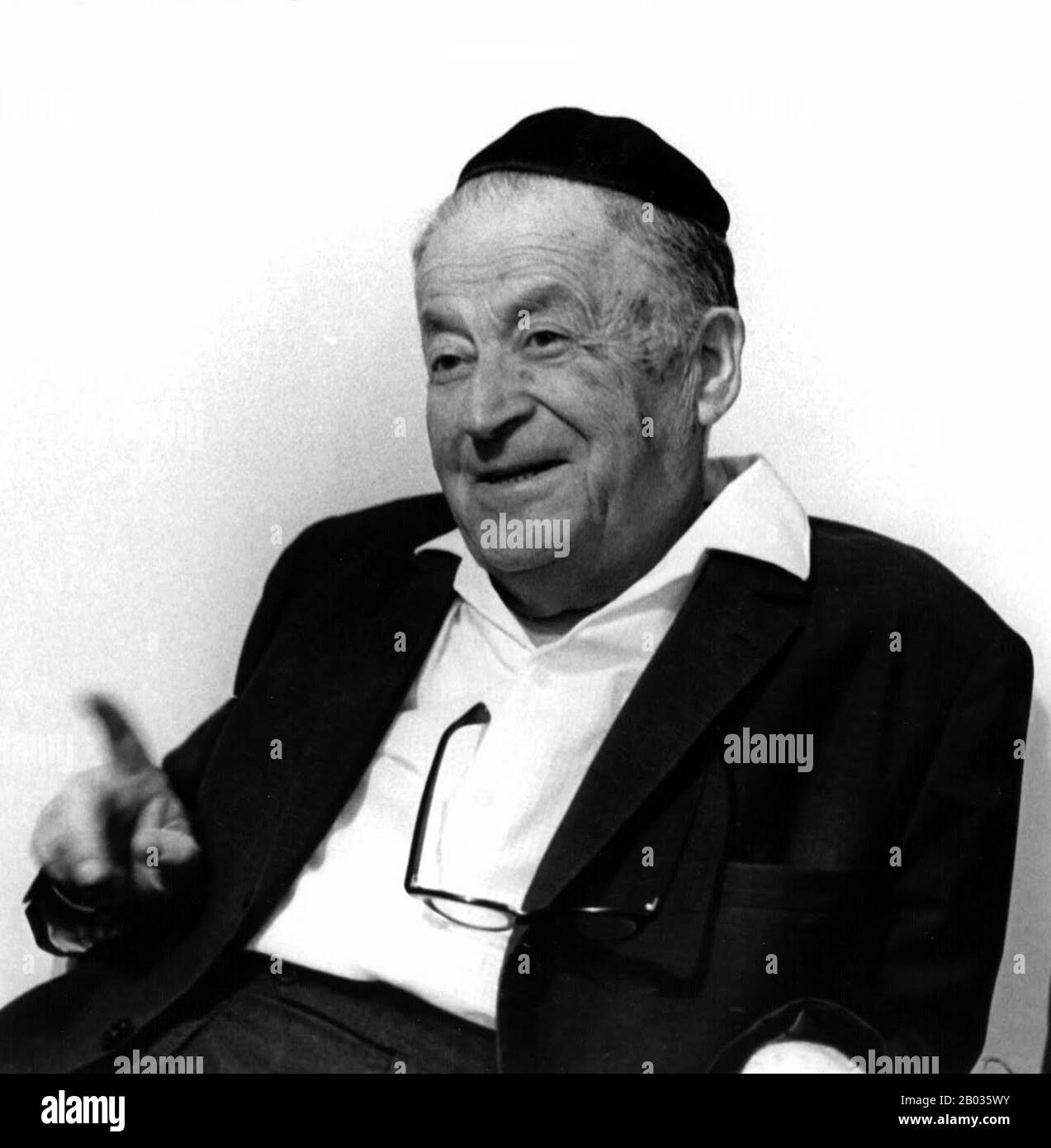 Shmuel Yosef Agnon (July 17, 1888 – February 17, 1970) was a Nobel Prize laureate writer and was one of the central figures of modern Hebrew fiction. In Hebrew, he is known by the acronym Shai Agnon. In English, his works are published under the name S. Y. Agnon.  Agnon was born in Polish Galicia, then part of the Austro-Hungarian Empire, and later immigrated to Mandatory Palestine, and died in Jerusalem.  His works deal with the conflict between the traditional Jewish life and language and the modern world. They also attempt to recapture the fading traditions of the European shtetl (village). Stock Photo