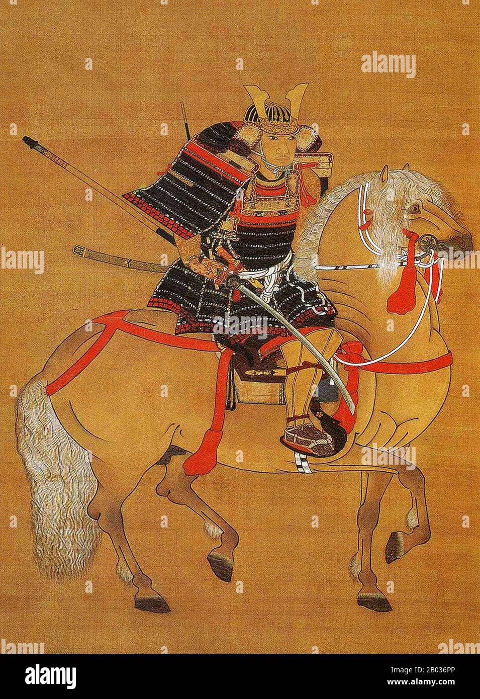 Hosokawa Sumimoto (1489-1520) was a samurai commander who lived during the Muromachi Period, in 16th century Japan. A member of the Hosokawa Clan in Awa Province, he succeeded his adopted father Hosokawa Masamoto as leader of the clan, creating a rift between Sumimoto and Hosokawa Sumiyuki, who was originally going to succeed.  In 1507, Masamoto was killed by a servant of Sumiyuki's, while Sumimoto was attacked by a retainer but managed to escape to take refuge at Rokkaku Takayori, in Omi Province. A loyal follower of Sumimoto's, Miyoshi Yukinaga, raised an army and destroyed Sumiyaki, allowin Stock Photo