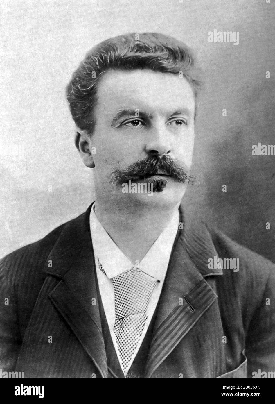 Henri Rene Albert Guy de Maupassant (5 August 1850 – 6 July 1893) was a French writer, remembered as a master of the short story form, and as a representative of the naturalist school of writers, who depicted human lives and destinies and social forces in disillusioned and often pessimistic terms. Stock Photo