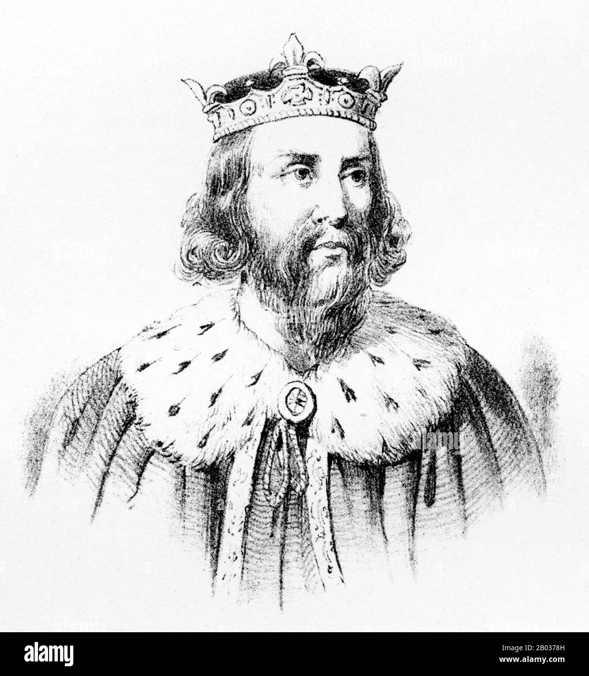 Alfred the Great (849 – 26 October 899), was King of Wessex from 871 to 899.  Alfred successfully defended his kingdom against the Viking attempt at conquest, and by the time of his death had become the dominant ruler in England. He is one of only two English monarchs to be given the epithet 'the Great', the other being the Scandinavian Cnut the Great. He was also the first King of the West Saxons to style himself 'King of the Anglo-Saxons'. Details of Alfred's life are described in a work by the 10th-century Welsh scholar and bishop Asser. Stock Photo