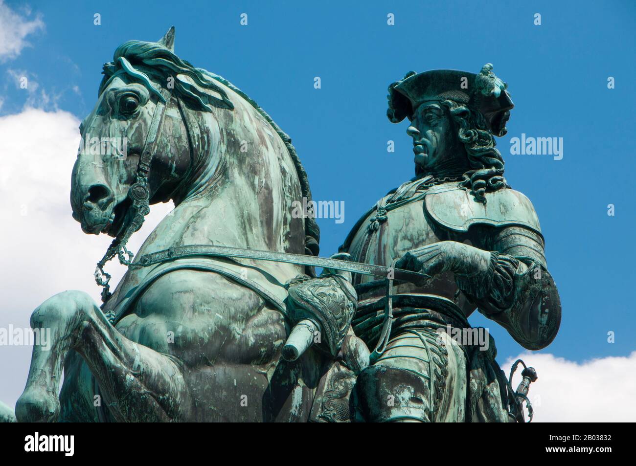 Austria: Prince Eugene of Savoy (1663 -1736), general and statesman of the Holy Roman Empire, equestrian statue in Heldenplatz, Vienna. Prince Eugene of Savoy (Prinz Eugen von Savoyen; 18 October 1663 – 21 April 1736) was a general of the Imperial Army and statesman of the Holy Roman Empire and the Archduchy of Austria and one of the most successful military commanders in modern European history, rising to the highest offices of state at the Imperial court in Vienna. Stock Photo